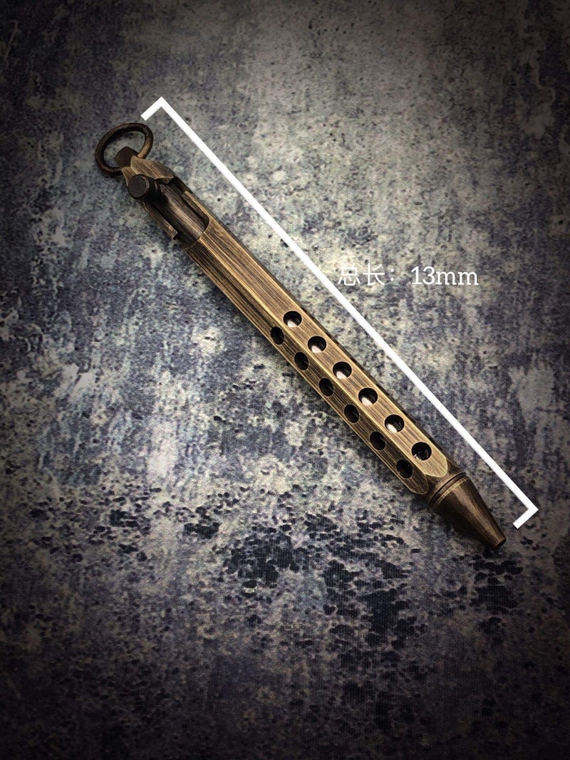EKLOEN Six-Edge Solid Brass Pen, Bolt Action EDC Pocket Signature Pen(Brass) - Image 4